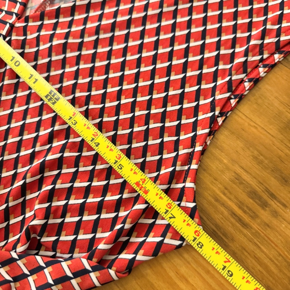 NWT Banana Republic Factory Sleeveless Work Dress - Red/Black Geometric - Size M - Picture 8 of 9